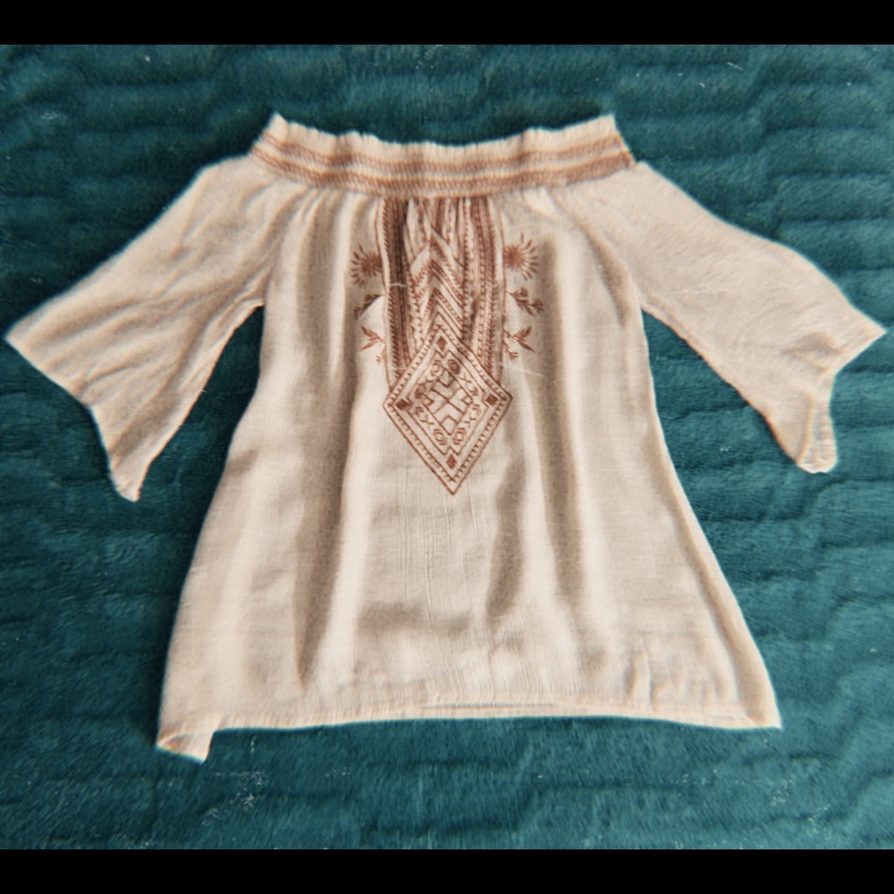 Small tan & brown sheer crop top Brand : MINE
